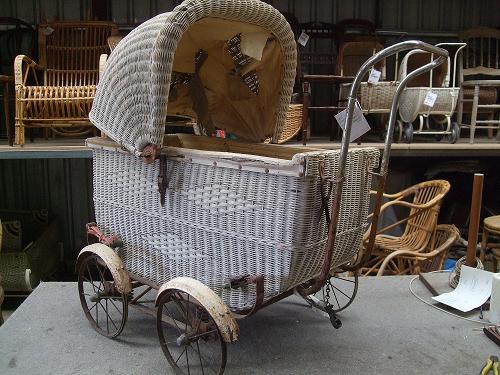antique wicker baby carriage restoration